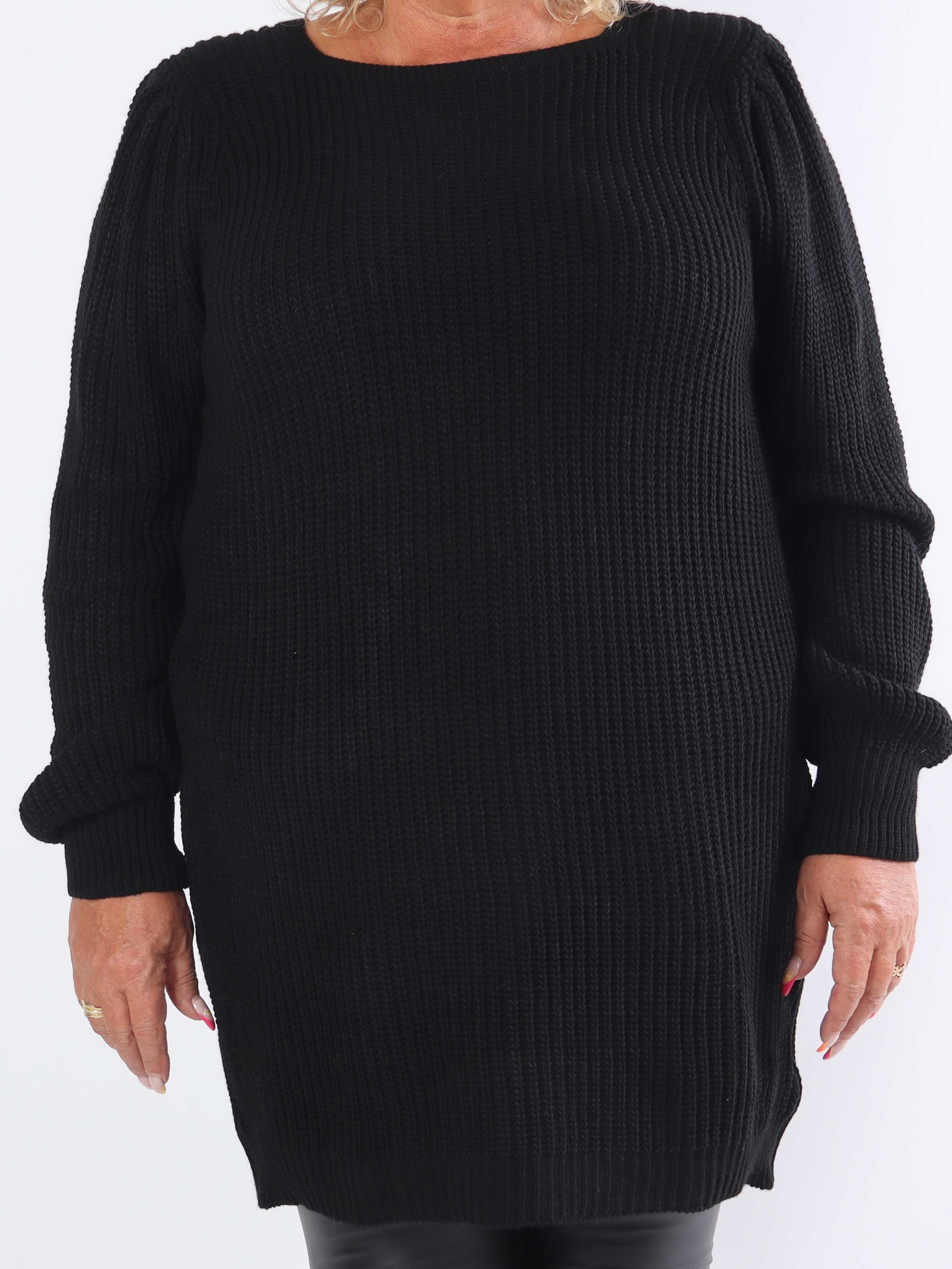 Dajana - Plus size strikkjole med ballonærmer